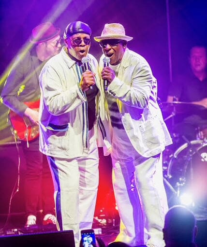Two musical performers on stage