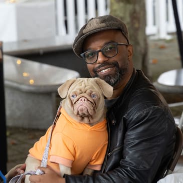 festival goer with dog
