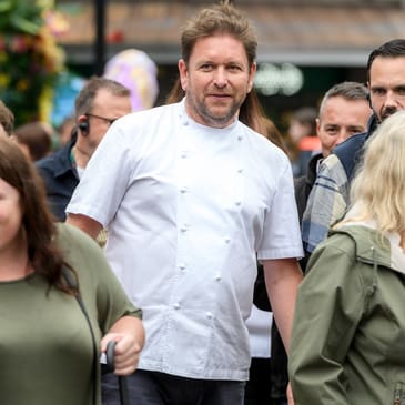 James Martin walking around Bolton town centre